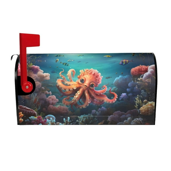 Sigee Underwater Plant Octopus for Mailbox Cover Magnetic Waterproof Post Box for Garden Yard Home Outdoor Decor-21x18 in
