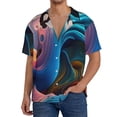thumbnail image 1 of Sigee Vibrant Fluid Motion Art for Men's Casual Short Sleeve Button Down Shirts Men's Shirts Summer-Small, 1 of 5