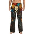 thumbnail image 1 of Sigee Vibrant Skull Soldier print Men's Pajama Pants Lounge Sleep Bottoms with Elastic Waistband and Pockets-Small, 1 of 6