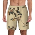 thumbnail image 1 of Sigee Vintage Bird Print Mens Swim Trunks with Compression Liner Quick Dry Swim Stretch Beach Shorts with Pockets,S-3XL, 1 of 7