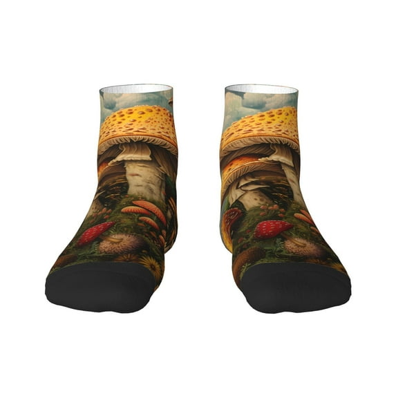 Sigee Vintage Cloud Mushroom for Crew Soft Moisture-wicking Socks ,Cushion Moisture Wicking Boot Socks for Men and Women