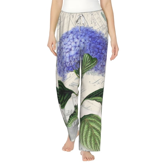 Sigee Vintage Flower Print Women's Soft Pajama Pants - Breathable and Comfortable Lounge Sleep Bottoms with Elastic Waistband and Pockets-Small