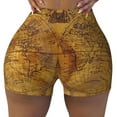 thumbnail image 1 of Sigee Vintage Map Print Women's High Waist Workout Shorts - Squat Proof, Tummy Control, Yoga and Gym Activewear-, 1 of 9