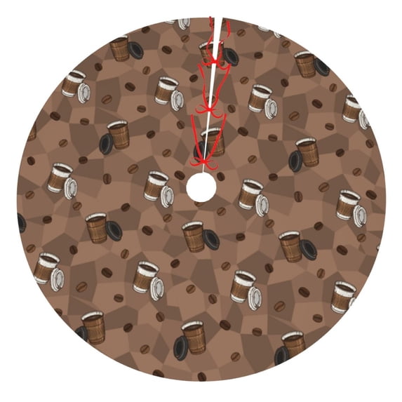 Sigee Warm Coffee Pattern for Christmas Decoration Tree Skirt Christmas Tree Skirt,Christmas home decor Holiday Tree Skirt Fits Christmas Tree-30"