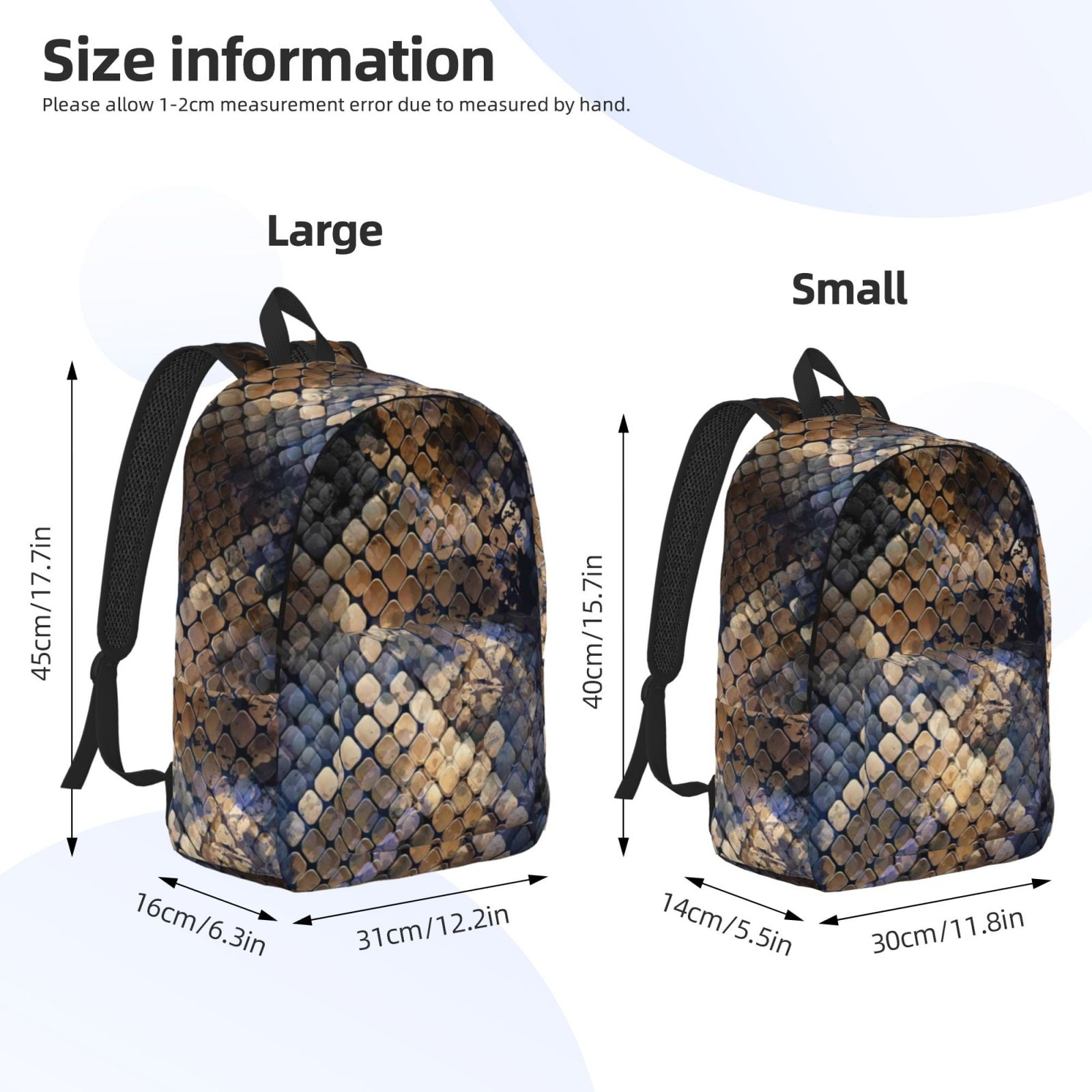 Sigee Watercolor Snake Skin for Canvas Large Capacity Laptop Backpack ...