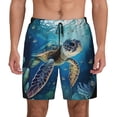 thumbnail image 1 of Sigee Watercolor Turtle4 Print Mens Swim Trunks with Compression Liner Quick Dry Swim Stretch Beach Shorts with Pockets,S-3XL, 1 of 7