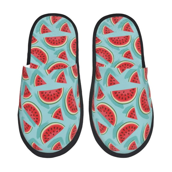 Sigee Watermelon for Cozy Furry Slippers Super Soft Indoor and Outdoor Use, Non-Slip Sole Slip On House Slippers-Large