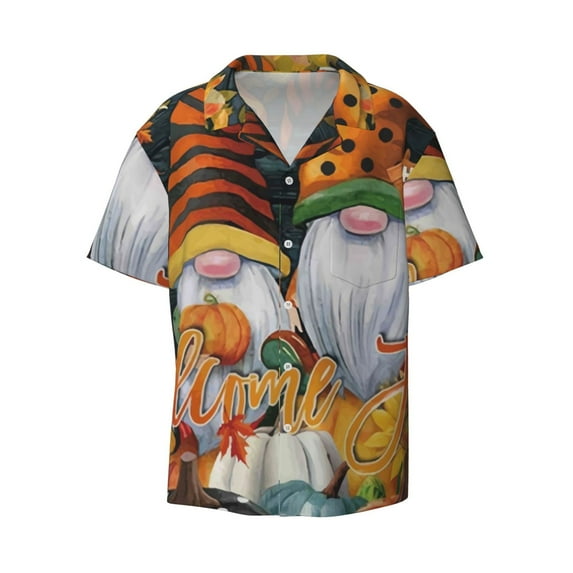 Sigee Welcom Fall Print Men's Shirts Casual Button Down Short Sleeve Summer Beach Shirt Hawaiian Vacation Shirts Tee Shirt-Large