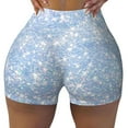 thumbnail image 1 of Sigee White Bule Glitter Print Women's High Waist Workout Shorts - Squat Proof, Tummy Control, Yoga and Gym Activewear-X-Large, 1 of 9