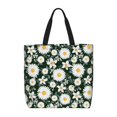 thumbnail image 1 of Sigee White Daisies and Bee Print Large Capacity Zippered Tote Bag - Durable, Stylish and Versatile for Everyday Use, 1 of 1