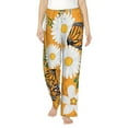 thumbnail image 1 of Sigee White Floral and Butterflies Print Women's Soft Pajama Pants - Breathable and Comfortable Lounge Sleep Bottoms with Elastic Waistband and Pockets-Small, 1 of 9