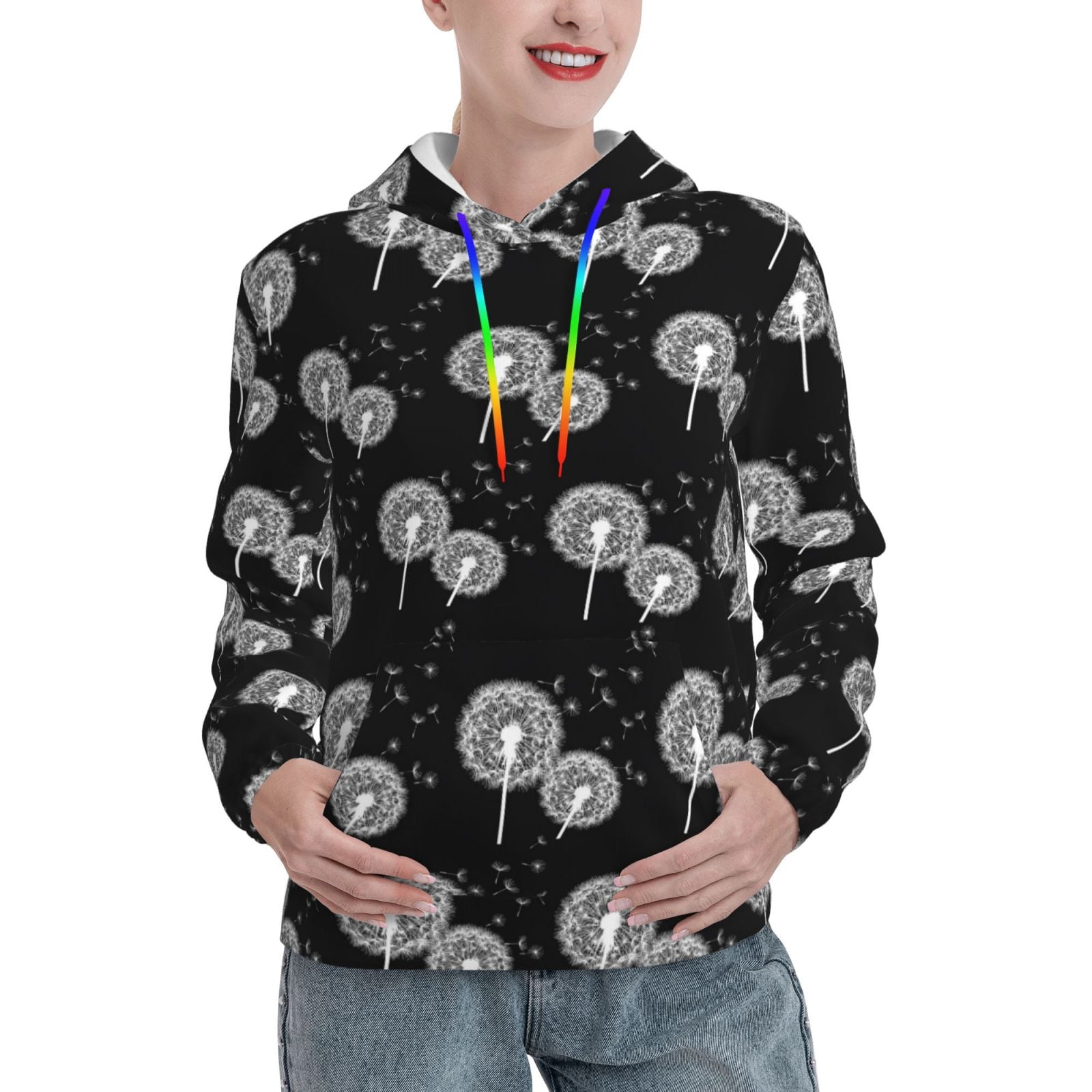 Sigee White Flower Dandelion for Women's Pullover Hoodie Sweatshirts ...