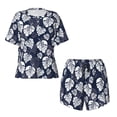 thumbnail image 1 of Sigee White Leaves for Sleepwear Casual Pjs with Pockets Women's Pajamas Sets Shorts 2 Piece Short Sleeve Lounge Sets X-Large, 1 of 9