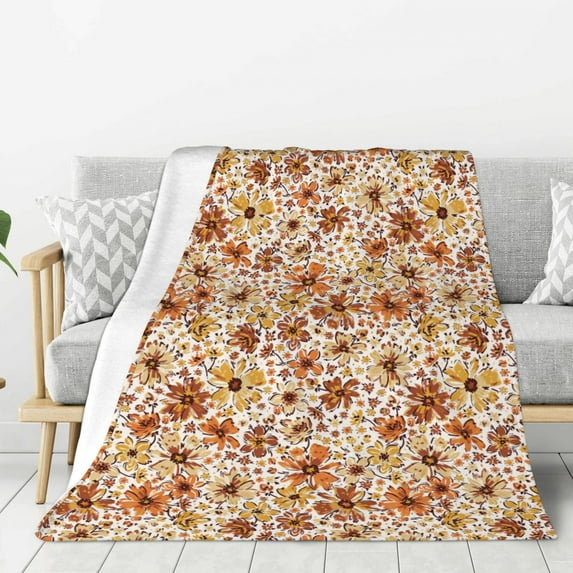 Sigee Wildflowers Vintage for Flannel Blanket - Ultra-Soft, Warm and Cozy, Perfect for Couch, Bed, or Travel-60"x50"