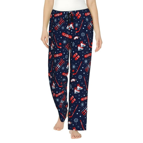 Sigee Winter Sports Fun Pattern print Women's Soft Pajama Pants Lounge Sleep Bottoms with Elastic Waistband and Pockets-XX-Large