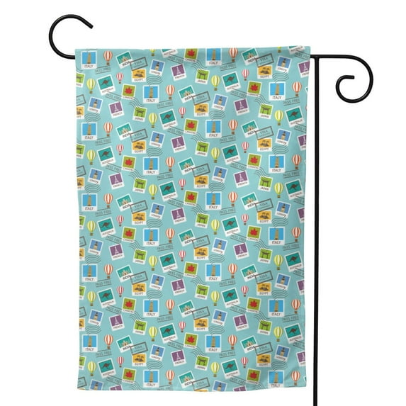 Sigee World Travel1 for Live Happy Decorative Small Garden Flag,Double Sided Yard Flags Holiday Garden Flags for All Seasons