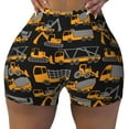 thumbnail image 1 of Sigee Yellow Excavator Print Women's High Waist Workout Shorts - Squat Proof, Tummy Control, Yoga and Gym Activewear-XX-Large, 1 of 9