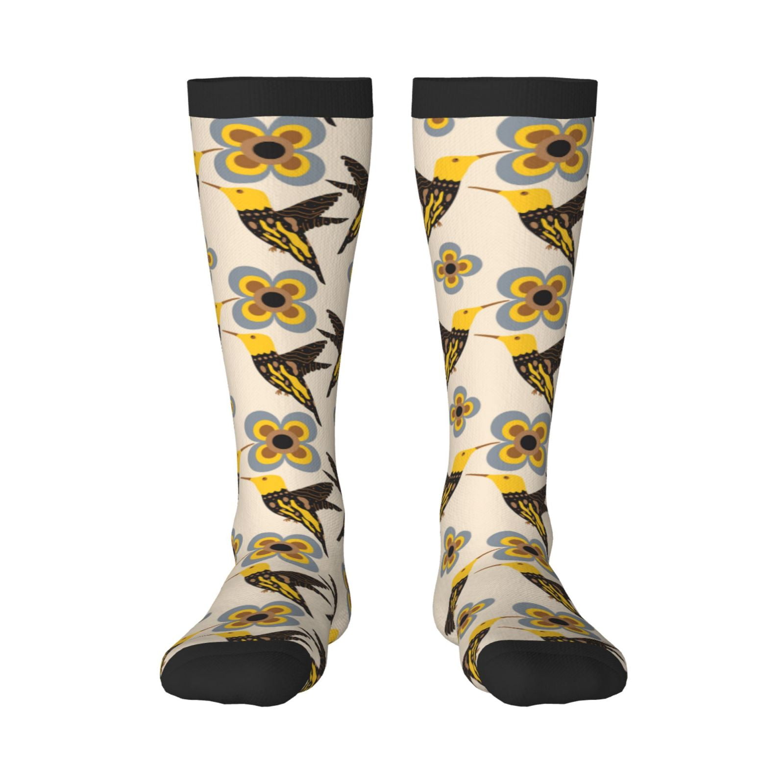Sigee Yellow Flowers Hummingbird for Socks for Men Women Socks Stocking