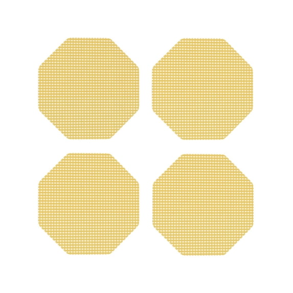 Sigee Yellow Gingham for Water-Resistant, Heat-Resistant, Non-Slip Leather Coasters Set, Ideal for Coffee Table, Office, Bar, Home Decor-Octagon