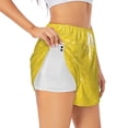 thumbnail image 1 of Sigee Yellow Glitter for Women's Athletic Shorts High Waisted Running Shorts Pocket Sporty Short Gym Elastic Workout ShortsLarge, 1 of 9