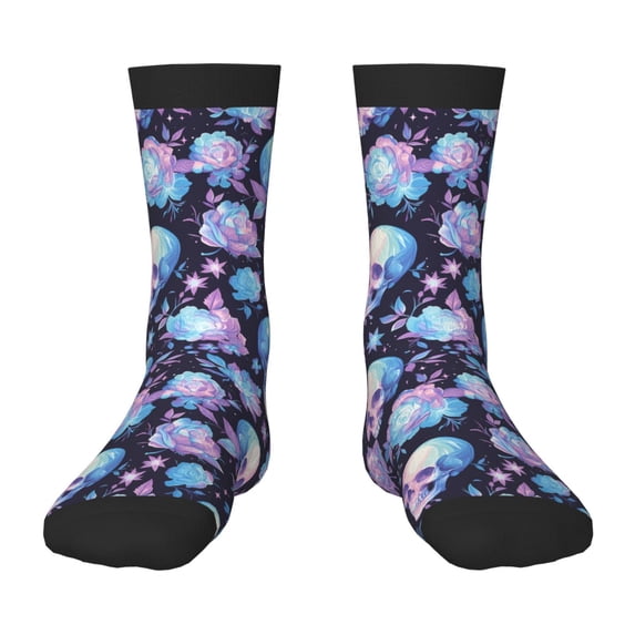 Sigee flower Skull in starry sky for Premium Children's Socks Unisex School Kids Boys Girls,Soft and Comfy Kids' Socks