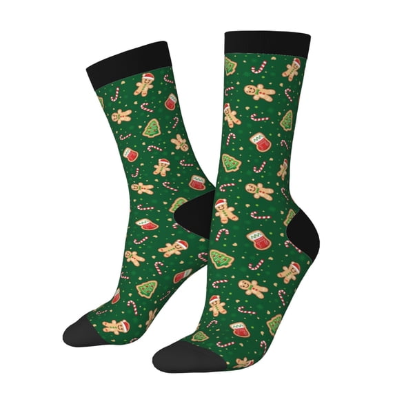 Sigee green Christmas Element for Contrast Design Soft Moisture-Wicking Socks Crew Casual Athletic Stretchy Loose Middle Tube Socks