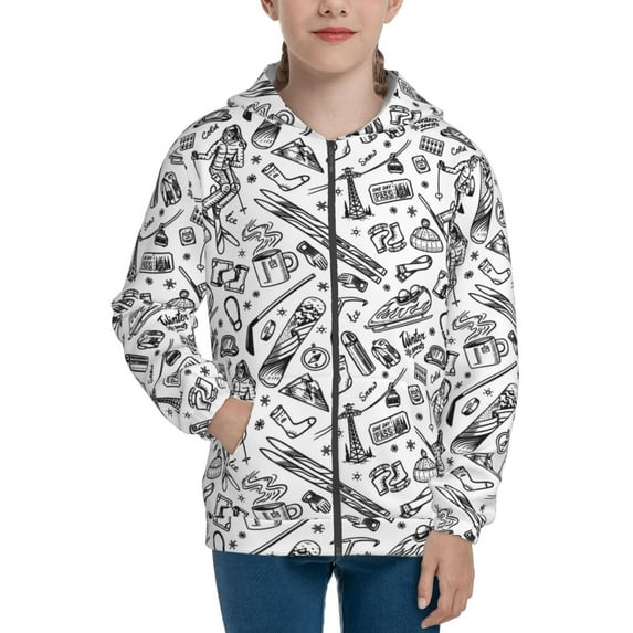 Sigee winter Ski Element for Teenage Zip Up Hoodies Long Sleeve Sweatshirts-Medium
