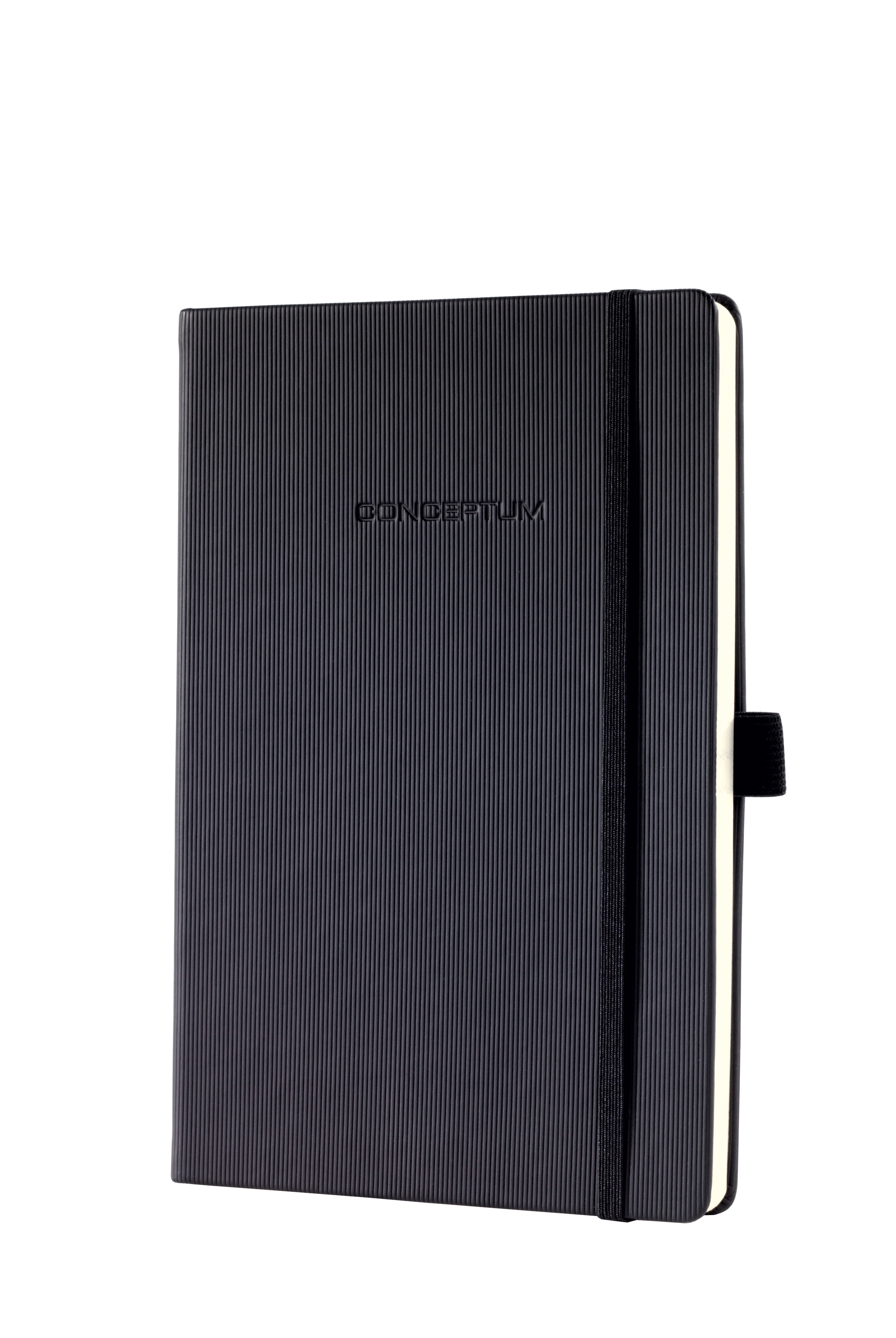 Sigel Hardcover Blank Notebook with Elastic Closure, Black, A5 Journal Size (SGA5HEB-BK)