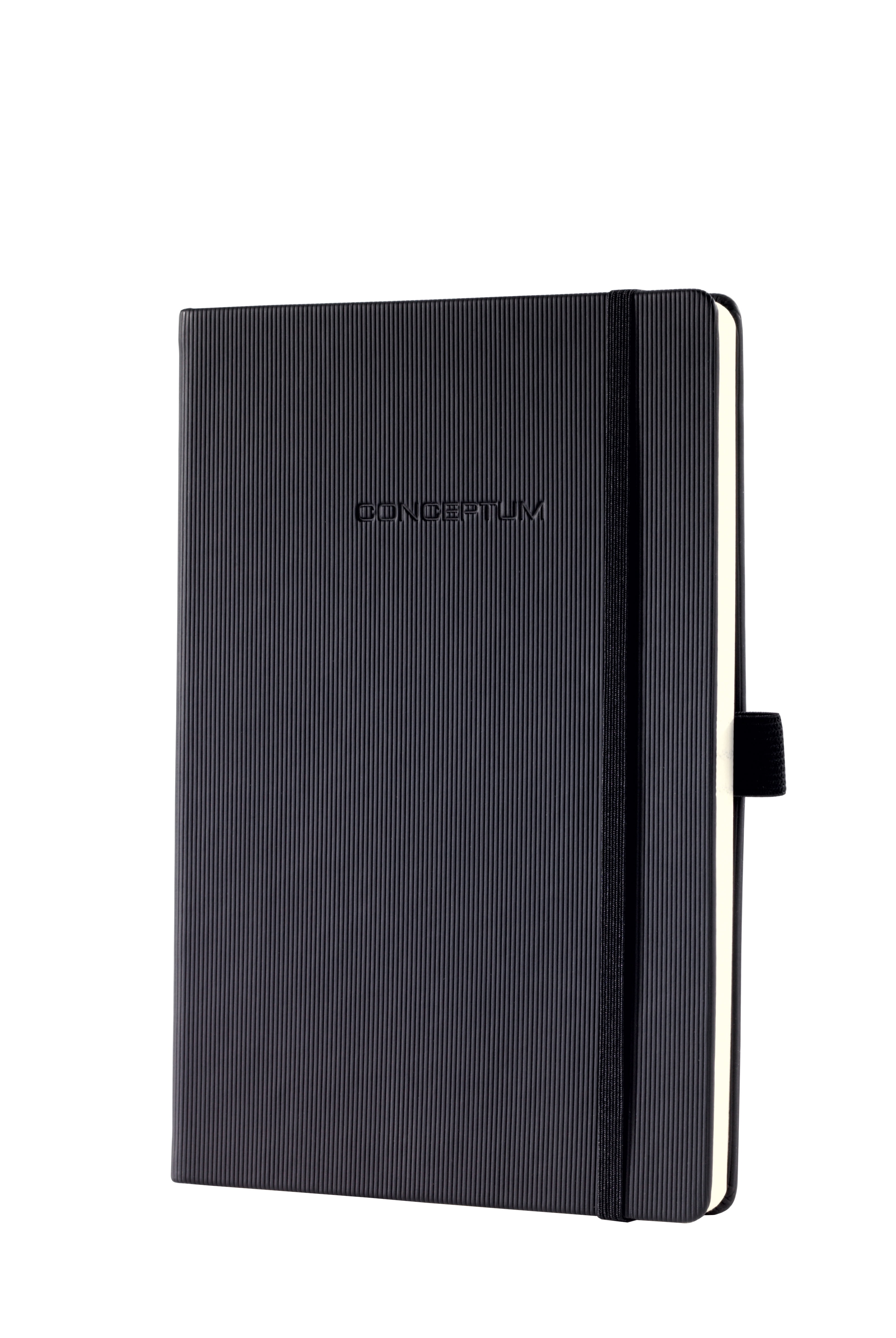 Sigel Hardcover Graph Notebook with Elastic Closure, Black, A5 Journal Size (SGA5HES-BK)