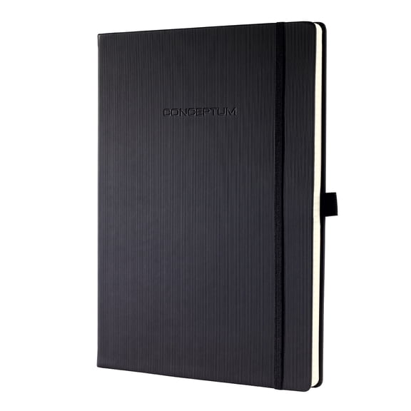 Sigel Hardcover Lined Notebook with Elastic Closure, Black, A4 Extra Large Size (SGA4HEL-BK)