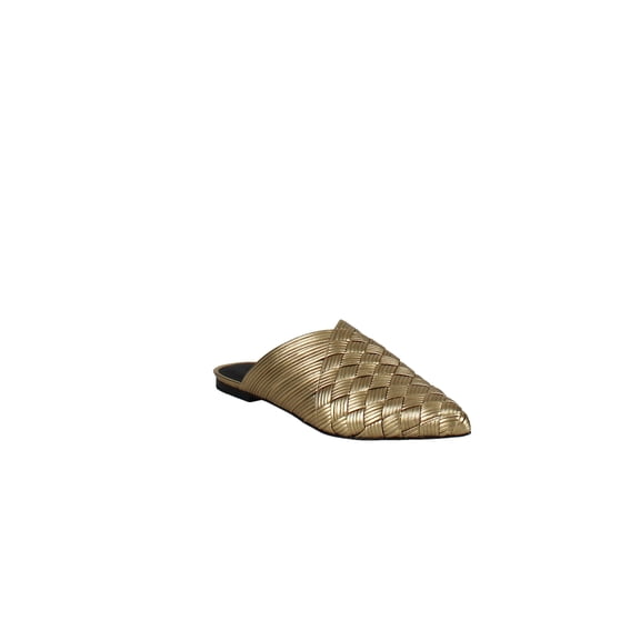 Sigerson Morrison | Dava Woven Leather Pointed Toe Mules | Gold | Size 6.5