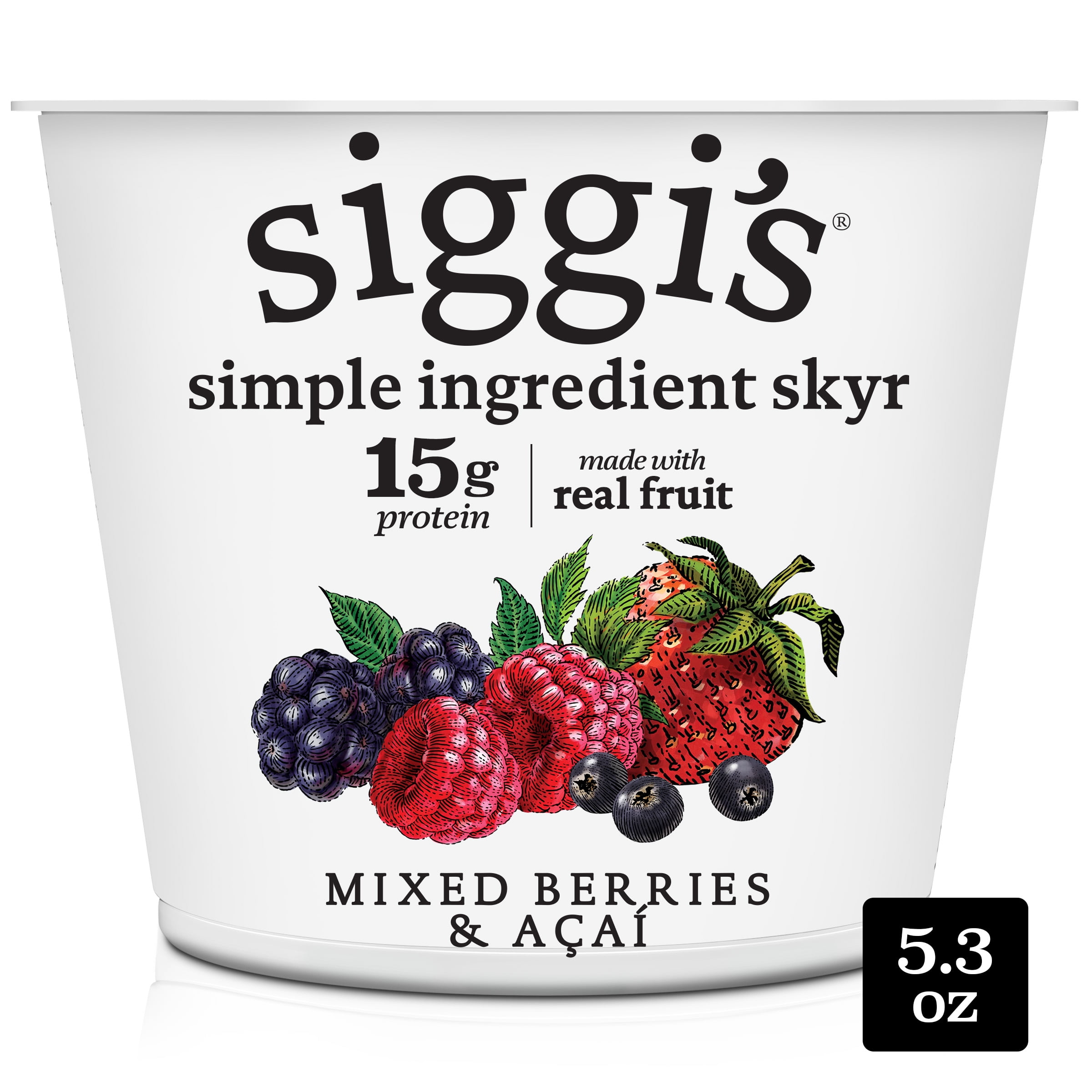 Siggi's Icelandic Skyr Nonfat Yogurt, Mixed Berries & Acai, 5.3 oz