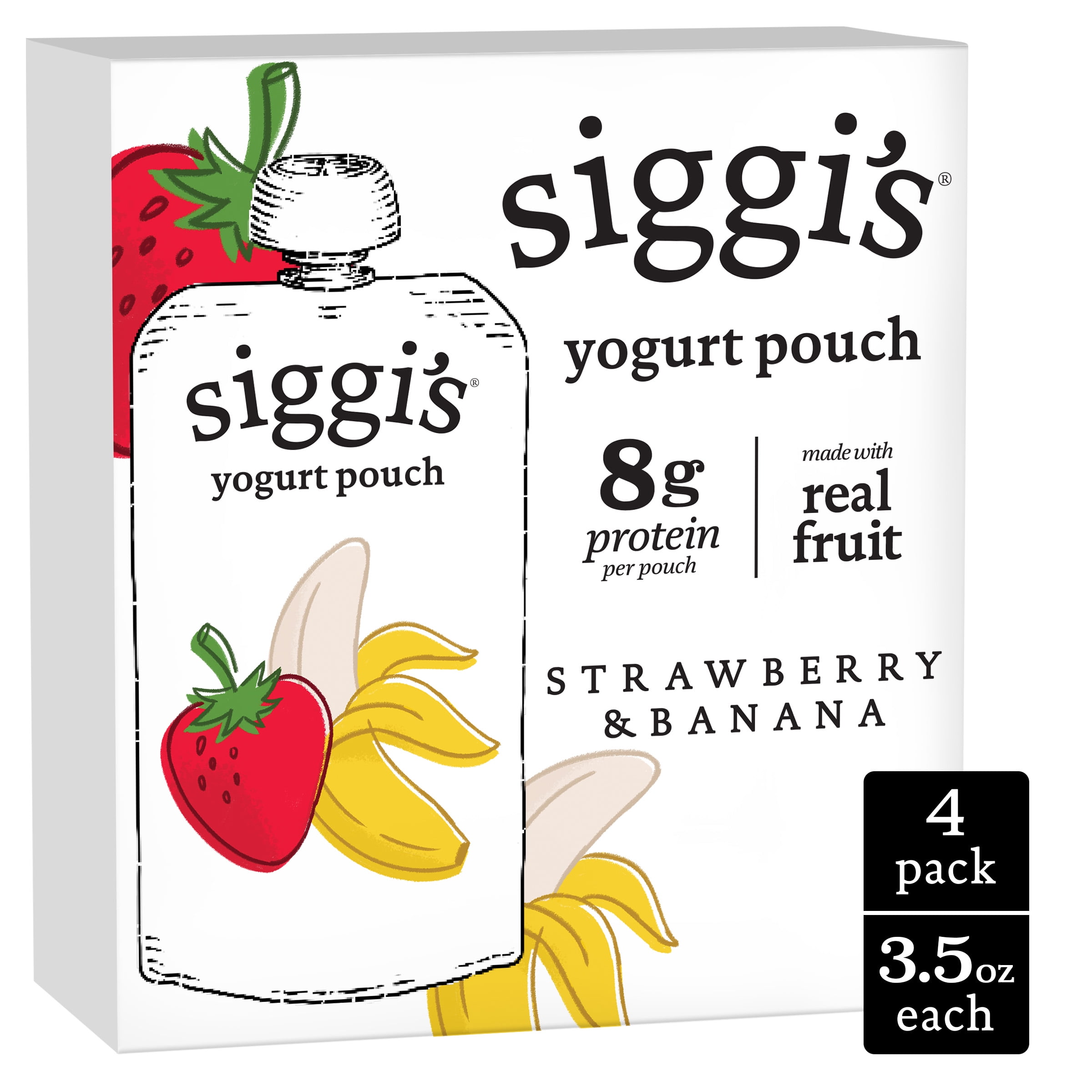 Siggi’s Reduced Fat Yogurt Pouches, Strawberry Banana, 3.5 oz., 4 Ct