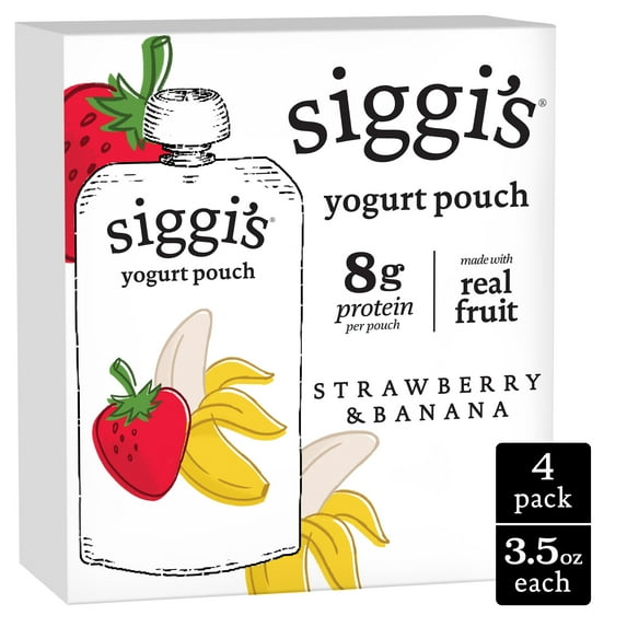 Siggi’s Reduced Fat Yogurt Pouches, Strawberry Banana, 3.5 oz., 4 Ct