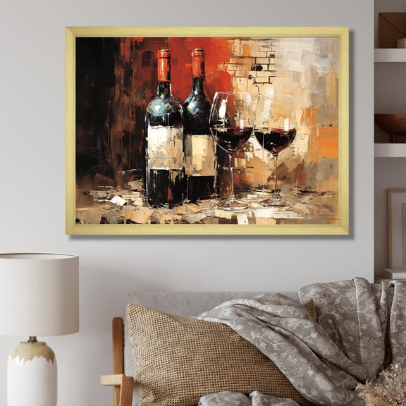 Designart "Midnight Sommelier Blue Red Wine" Food & Beverage Framed Wall Art Decor - Traditional Blue Wine Entryway Framed Wall Art Print