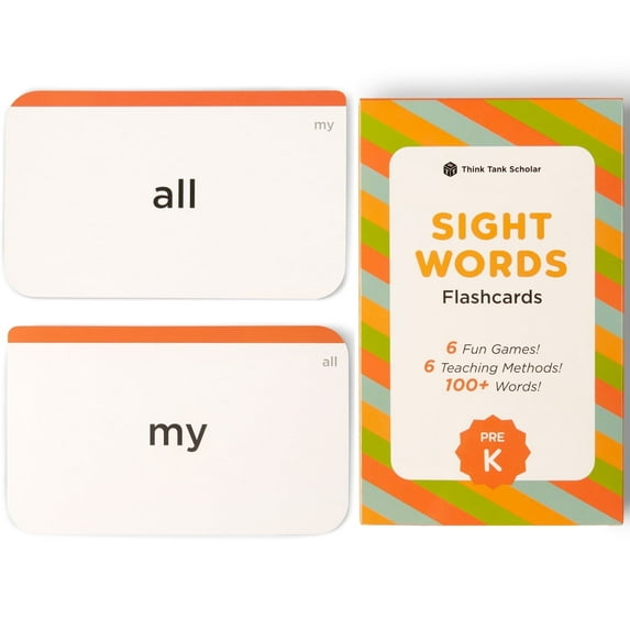 Think Tank Scholar Sight Words Flash Cards for Pre-K Student Learning - Large Size (3.2” x 5.3”)