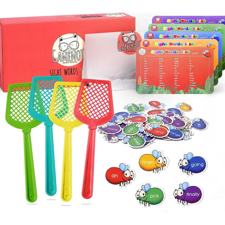 Sight Words Game - 520 Dolch Fry Site Words with 4 Fly Swatters