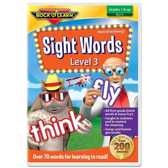 Sight Words Level 3 DVD by Rock 'N Learn: 70+ words includes all Dolch first-grade sight words and many Fry words