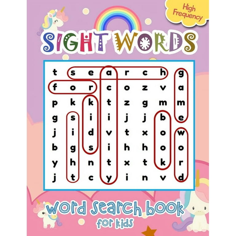 Sight Words Word Search Book for Kids High Frequency : Cute Unicorns Sight  Words Learning Materials Brain Quest Curriculum Activities Workbook