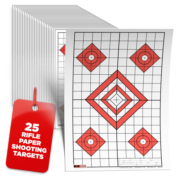 25 Style 28 by EZ2C Targets Tear-Off Pad of 25  Paper Range Shooting  11"x17" Made in USA