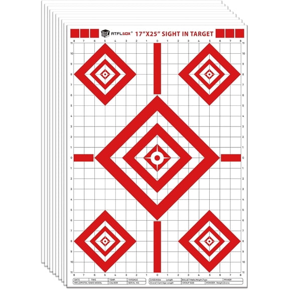 Sight in Shooting Range Paper Target, 17X25 Inch Paper Shooting Targets Suitable for Handgun, Rifle, Pellet Gun, Airgun, BB Guns, Airsoft