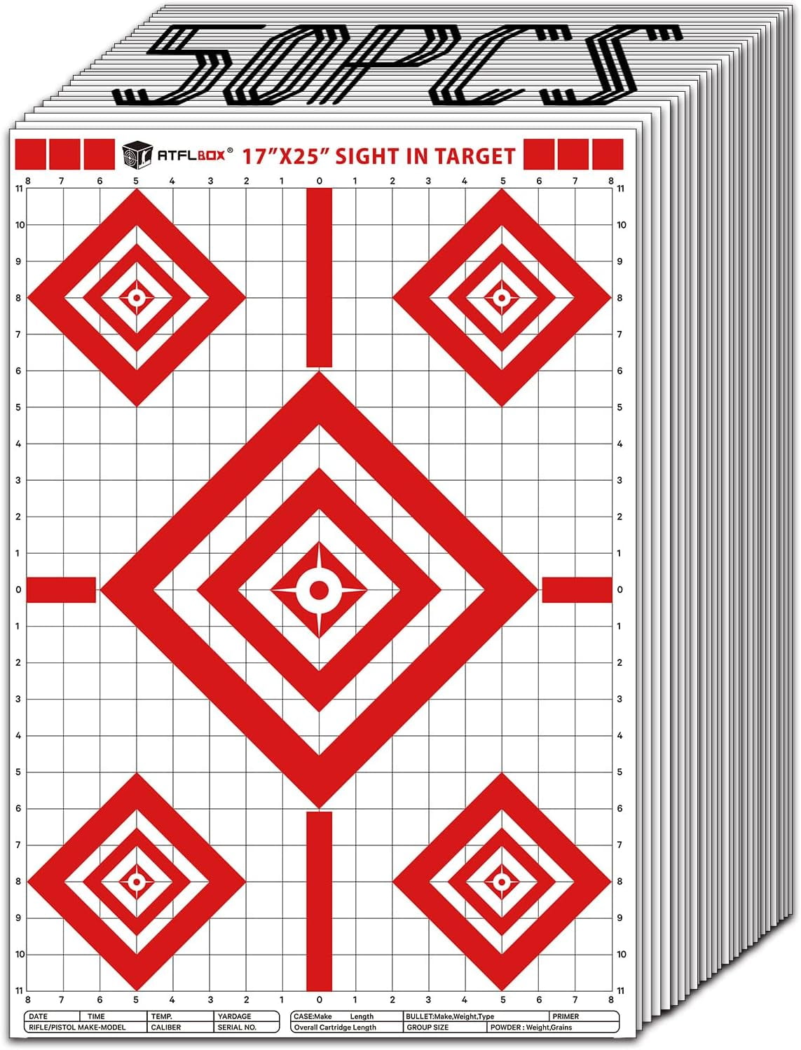 Sight in Shooting Range Paper Target, 17X25 Inch Paper Shooting Targets Suitable for Handgun, Rifle, Pellet Gun, Airgun, BB Guns, Airsoft