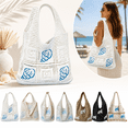 thumbnail image 1 of Sightor Crochet Tote Bag, Boho Knit Beach Bag for Women, Shell Embroidery Mesh Shoulder Tote, Summer Vacation Handbag for Beach Travel Shopping, 1 of 8