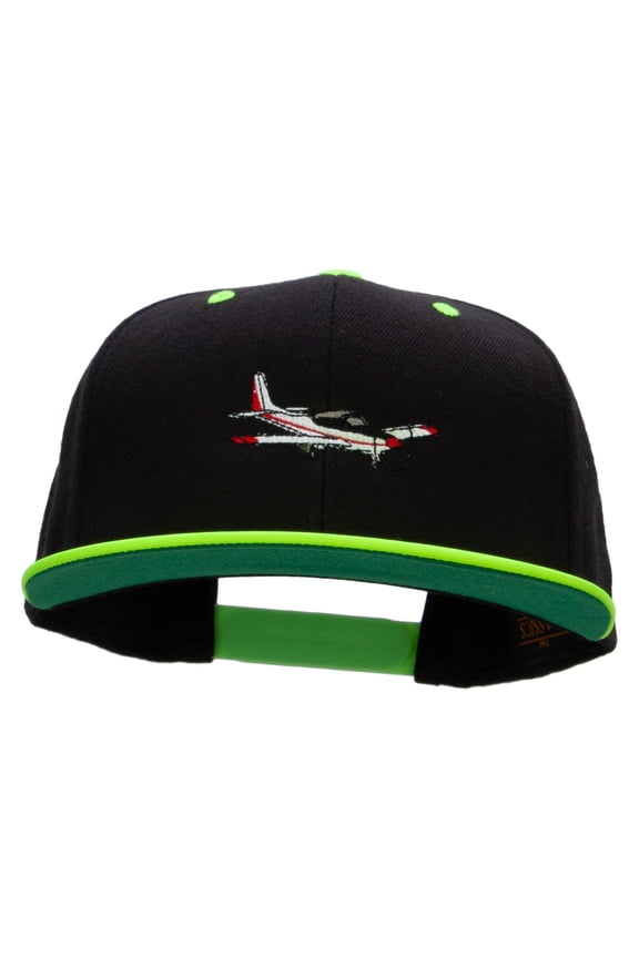 Sightseeing Aircraft Embroidered Wool Blend 2 Tone Classic Snapback - Black Yellow OSFM