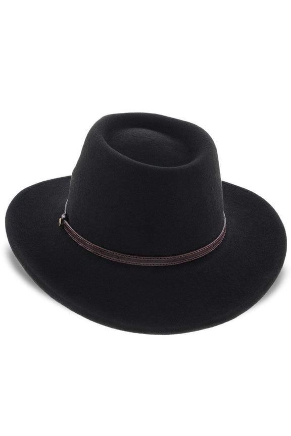 Sightseer Wool Fedora with Wide Brim Leather Hat Band Stylish Fedora for Casual Wear, Sun & Rain Protection
