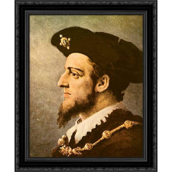 Sigismund Augustus 20x24 Black Ornate Wood Framed Canvas Art by Matejko, Jan