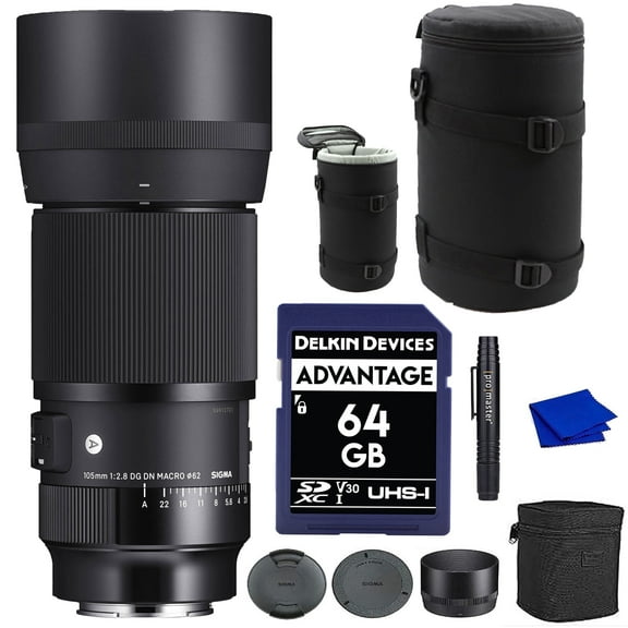 Sigma 105mm F/2.8 DG DN Macro Art Lens for Sony E with Advanced Accessory & Travel Bundle | 260965 | Sigma 105mm Sony E