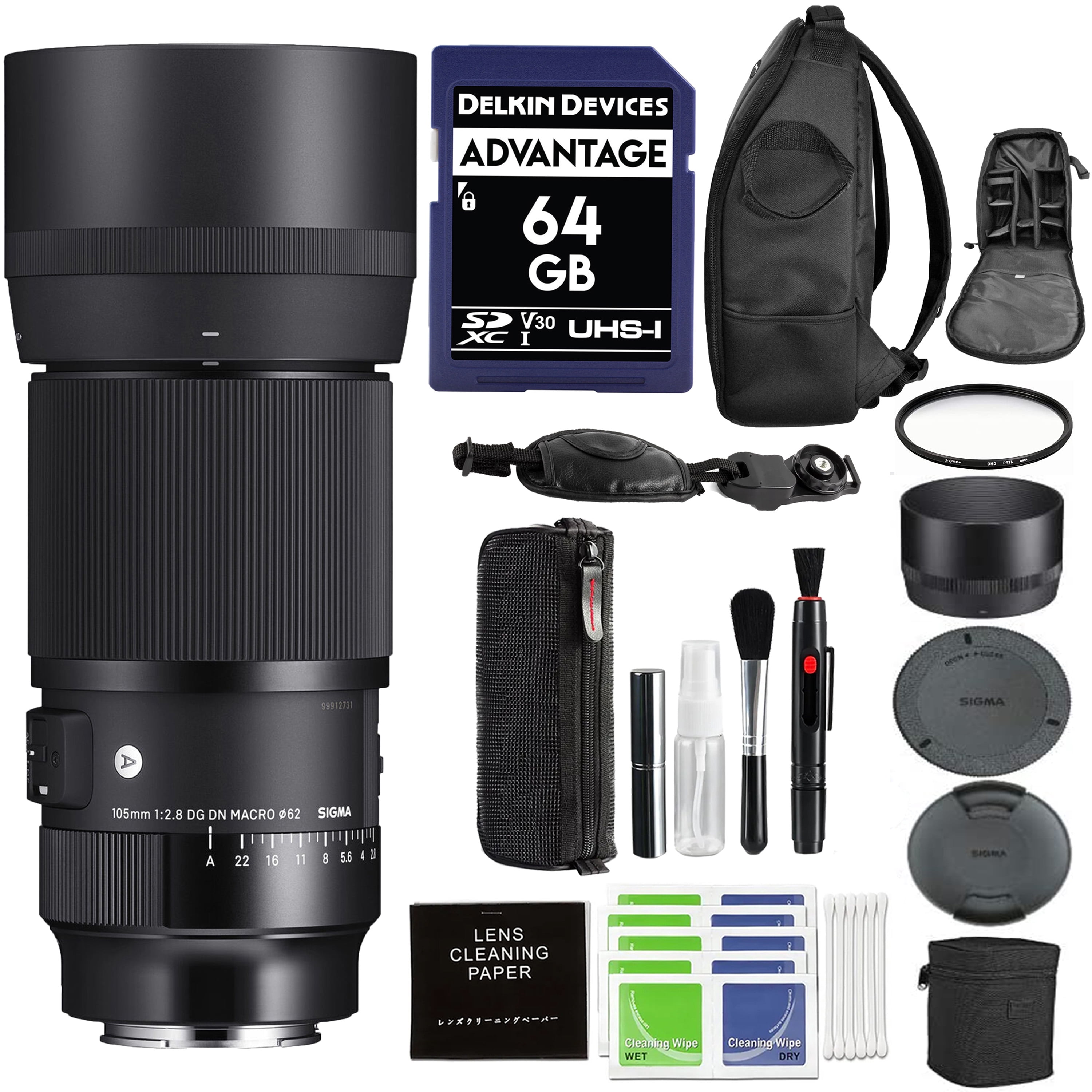 Sigma 105mm f/2.8 DG DN Macro Art Lens Sony E-Mount Bundle with 