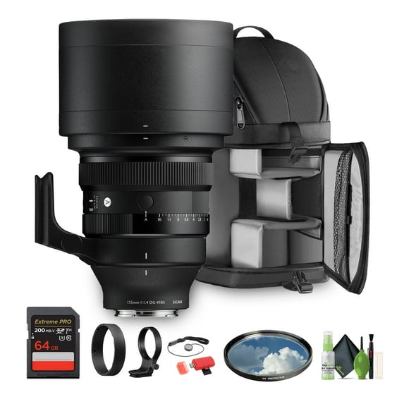 Sigma 135mm f/1.4 DG Art Sony E (241965) Bundle. The Ideal Lens for Professional Portraits, Weddings Indoor/Outdoor Adventure, Wildlife, Travel, Sarfari, Photography use + Accessories