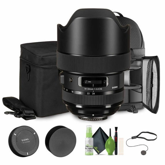 Sigma 14-24mm f/2.8 DG HSM Art Lens for Nikon F (Part #212955) Bundle. Ideal for Professional Portraits Weddings Indoor/Outdoor Adventure, Wildlife, Travel, Photo use + Accessories